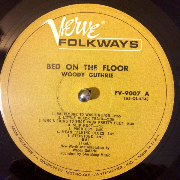 Woody Guthrie : Bed On The Floor (LP, Album, Mono)