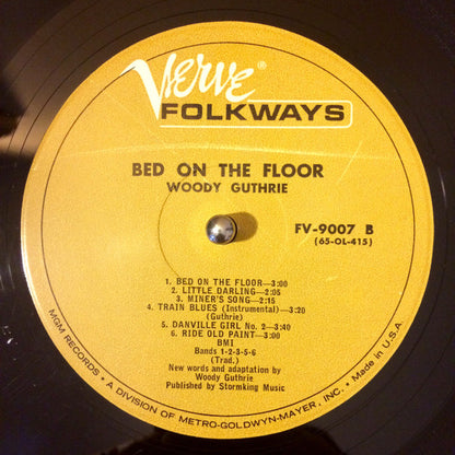 Woody Guthrie : Bed On The Floor (LP, Album, Mono)