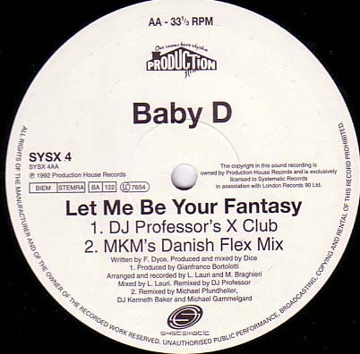 Baby D : Let Me Be Your Fantasy (12")