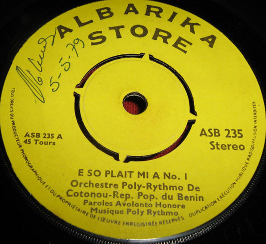 T.P. Orchestre Poly-Rythmo : E So Plait Mi A  (7", Single)