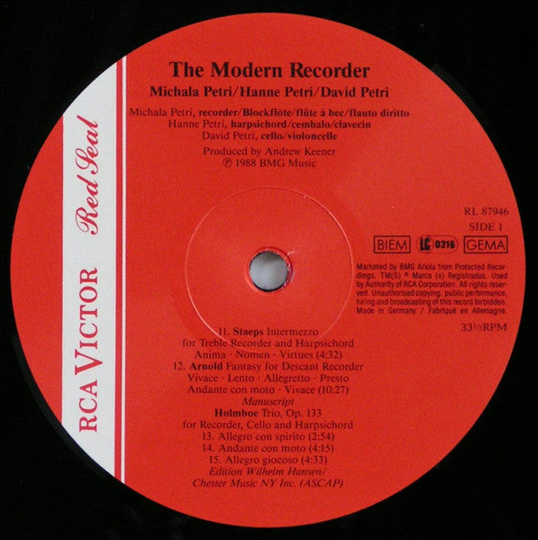 Michala Petri, Hanne Petri, David Petri : The Modern Recorder (LP, Album)