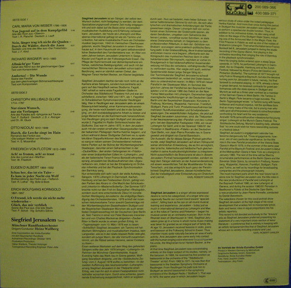 Siegfried Jerusalem, Münchner Rundfunkorchester, Heinz Wallberg : Glanzvolle Arien (LP, Album)