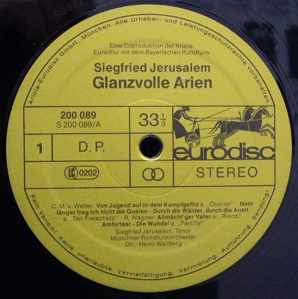 Siegfried Jerusalem, Münchner Rundfunkorchester, Heinz Wallberg : Glanzvolle Arien (LP, Album)