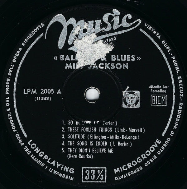 Milt Jackson : Ballads & Blues (LP, Mono)