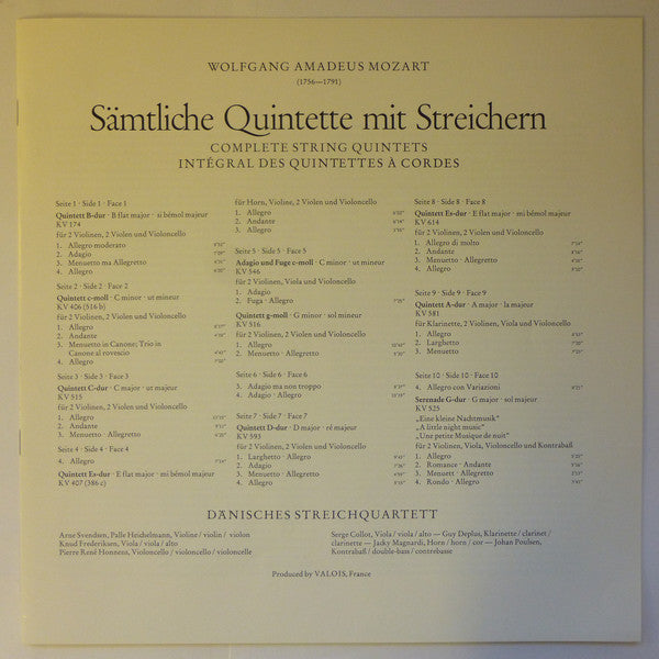 Wolfgang Amadeus Mozart, Dänisches Streichquartett : Sämtliche Quintette Mit Streichern / Complete Strings Quintets / Intégral Des Quintettes à Cordes (5xLP + Box)