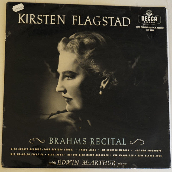 Kirsten Flagstad With Edwin McArthur : Brahms Recital (LP, Album, Mono)