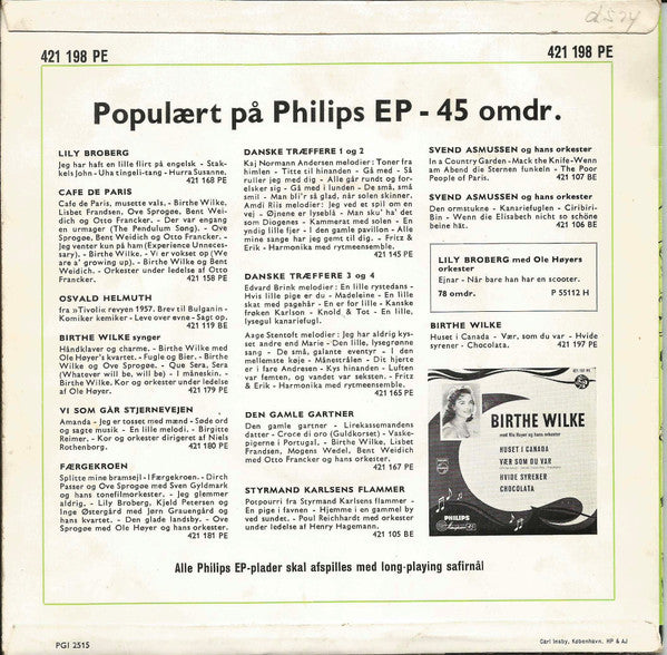 Lily Broberg Og Et Syngende Publikum Arne Dalrings Kvartet : Hver Fugl Synger... (7", EP)