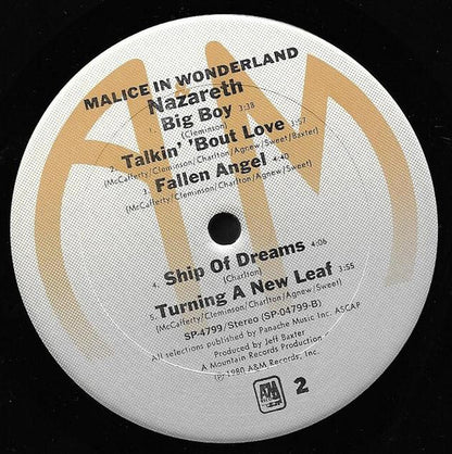 Nazareth (2) : Malice In Wonderland (LP, Album, San)