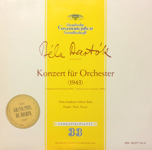 Béla Bartók, Ferenc Fricsay : Konzert Für Orchester (1943) (LP, Mono)