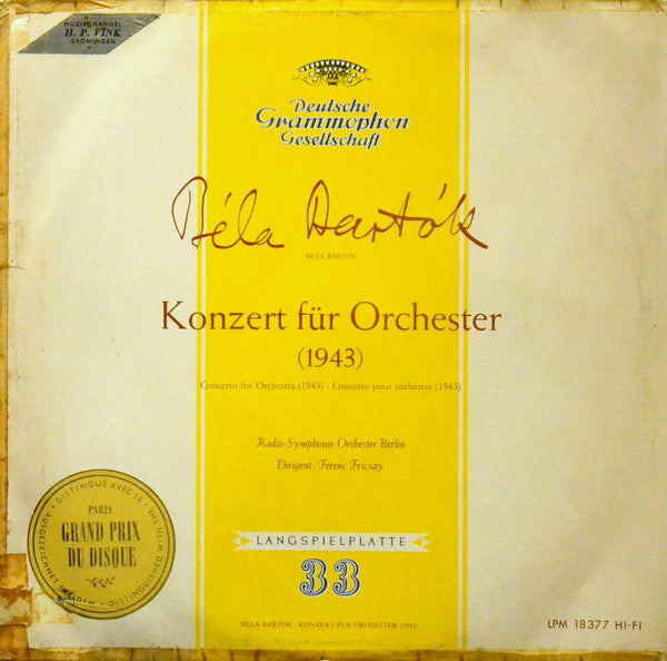 Béla Bartók, Ferenc Fricsay : Konzert Für Orchester (1943) (LP, Mono)