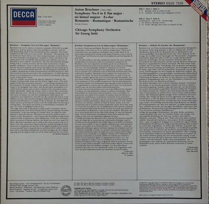 Anton Bruckner, Georg Solti, Chicago Symphony Orchestra : Symphony No. 4 Romantic = Romantique = Romantische (LP)