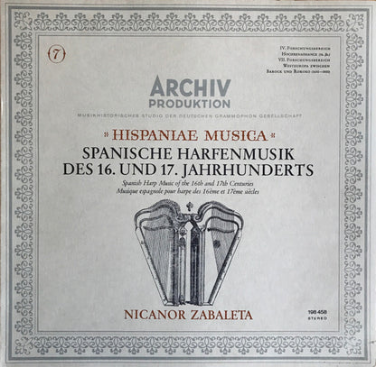 Nicanor Zabaleta : Spanische Harfenmusik Des 16. Und 17. Jahrhunderts (LP)