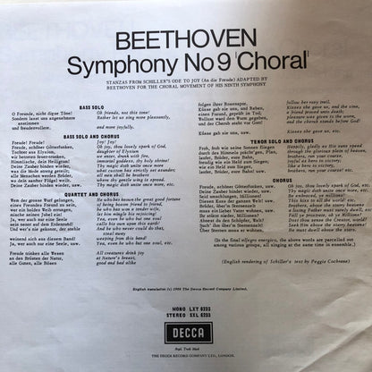 Ludwig van Beethoven, Joan Sutherland, Marilyn Horne, James King (3), Martti Talvela, Wiener Staatsopernchor, Hans Schmidt-Isserstedt, Wiener Philharmoniker : Symphony No 9 'Choral' (LP, RP)