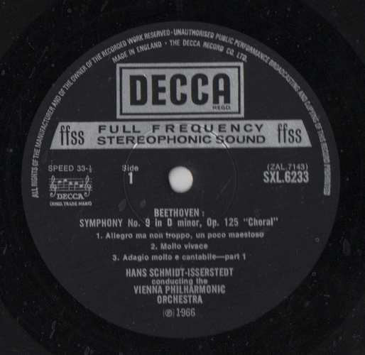 Ludwig van Beethoven, Joan Sutherland, Marilyn Horne, James King (3), Martti Talvela, Wiener Staatsopernchor, Hans Schmidt-Isserstedt, Wiener Philharmoniker : Symphony No 9 'Choral' (LP, RP)
