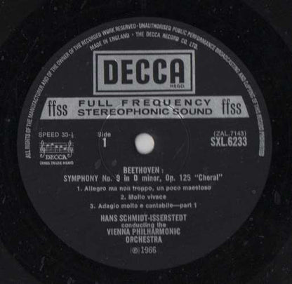 Ludwig van Beethoven, Joan Sutherland, Marilyn Horne, James King (3), Martti Talvela, Wiener Staatsopernchor, Hans Schmidt-Isserstedt, Wiener Philharmoniker : Symphony No 9 'Choral' (LP, RP)
