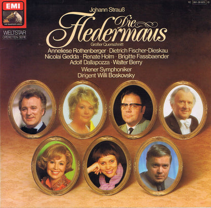 Johann Strauss Jr., Wiener Symphoniker, Willi Boskovsky, Anneliese Rothenberger, Dietrich Fischer-Dieskau, Nicolai Gedda, Renate Holm, Brigitte Fassbaender, Adolf Dallapozza, Walter Berry : Die Fledermaus / Grosser Querschnitt (LP, Quad)