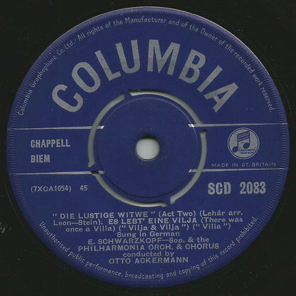 Elisabeth Schwarzkopf : Elisabeth Schwarzkopf Sings Vilia and Hello Maiden from the Merry Widow (7", Single)