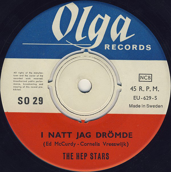 The Hep Stars : I Natt Jag Drömde / Jag Vet (7", Single)