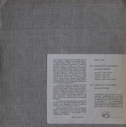 Edvard Grieg / Franz Liszt - Gyorgy Cziffra With The Philharmonia Orchestra Conducted By André Vandernoot : Liszt Concerto N°2 En la Majeur / Concerto En Mi Bèmol Majeur (LP, Album, Mono)
