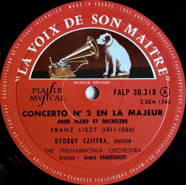 Edvard Grieg / Franz Liszt - Gyorgy Cziffra With The Philharmonia Orchestra Conducted By André Vandernoot : Liszt Concerto N°2 En la Majeur / Concerto En Mi Bèmol Majeur (LP, Album, Mono)