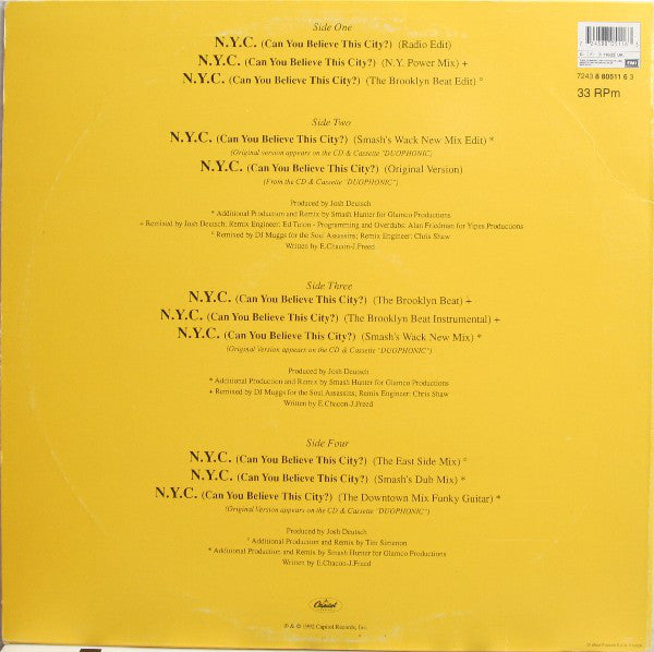 Charles & Eddie : N.Y.C. (Can You Believe This City?) (2x12")