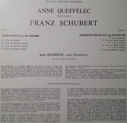 Anne Queffélec Interprète Franz Schubert : Impromptus Op.90 / Moments Musicaux Op.94 (LP)