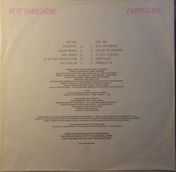 Pete Townshend : Empty Glass (LP, Album)