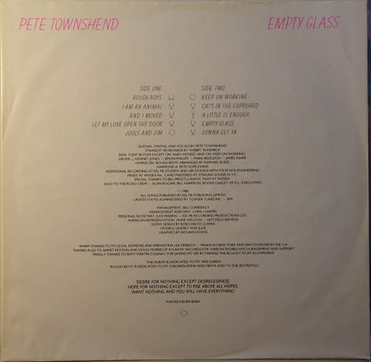 Pete Townshend : Empty Glass (LP, Album)