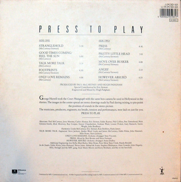 Paul McCartney : Press To Play (LP, Album, Gat)