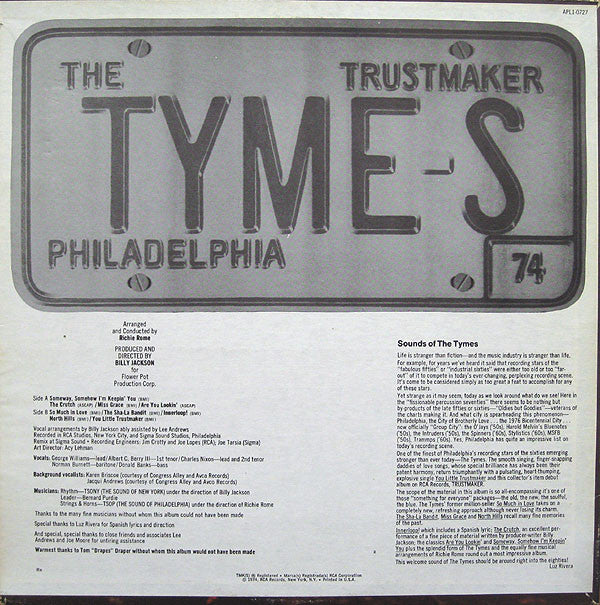 The Tymes : Trustmaker (LP, Album, Ind)