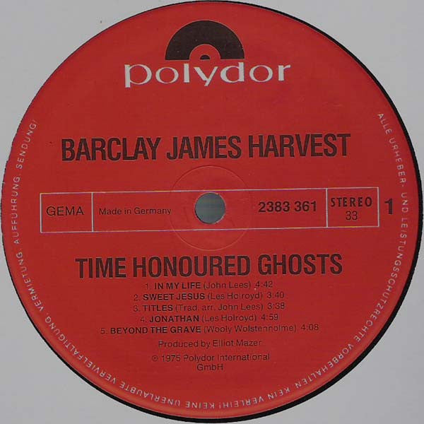 Barclay James Harvest : Time Honoured Ghosts (LP, Album)