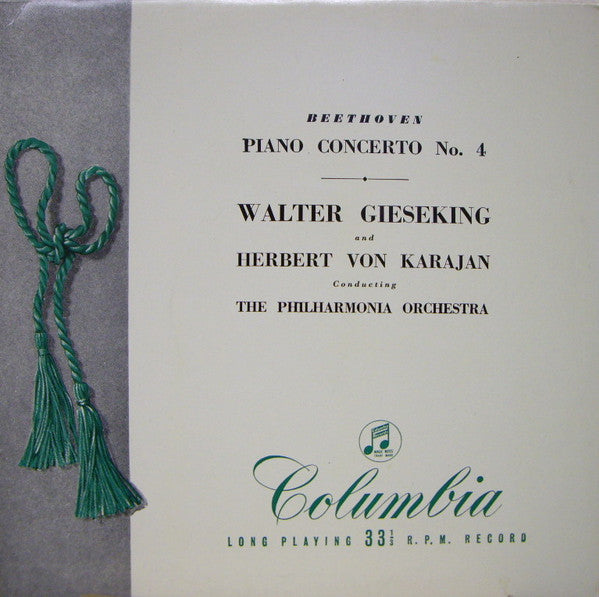 Ludwig van Beethoven, Walter Gieseking, Herbert von Karajan, Philharmonia Orchestra : Piano Concerto No. 4 (10", Mono)