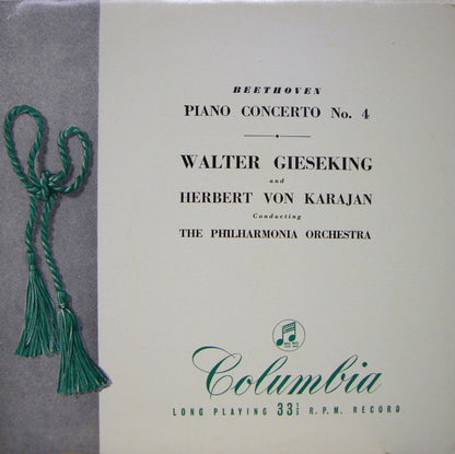 Ludwig van Beethoven, Walter Gieseking, Herbert von Karajan, Philharmonia Orchestra : Piano Concerto No. 4 (10", Mono)
