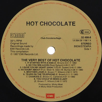 Hot Chocolate : The Very Best Of Hot Chocolate (LP, Comp, Club)