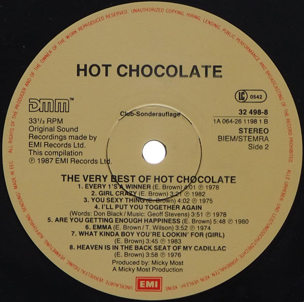 Hot Chocolate : The Very Best Of Hot Chocolate (LP, Comp, Club)