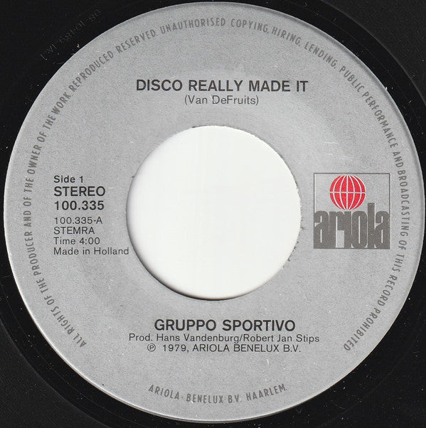 Gruppo Sportivo : Disco Really Made It (7", Single)