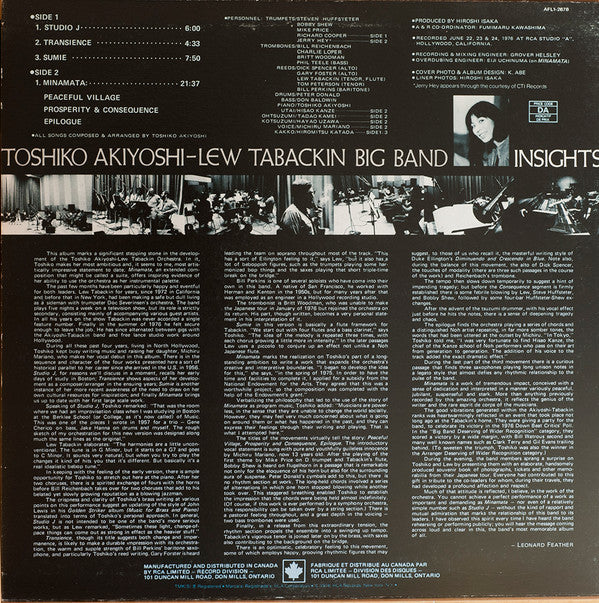 Toshiko Akiyoshi-Lew Tabackin Big Band : Insights (LP, Album)