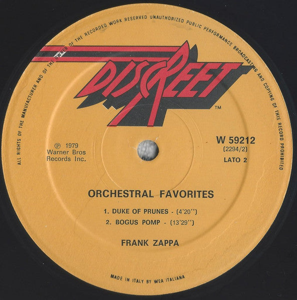 Frank Zappa : Orchestral Favorites (LP, Album)