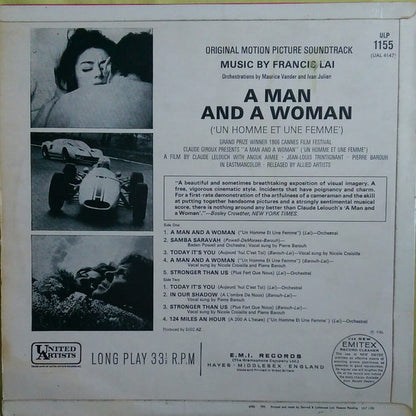Francis Lai : A Man And A Woman (Original Motion Picture Soundtrack) (LP, Album, Mono)