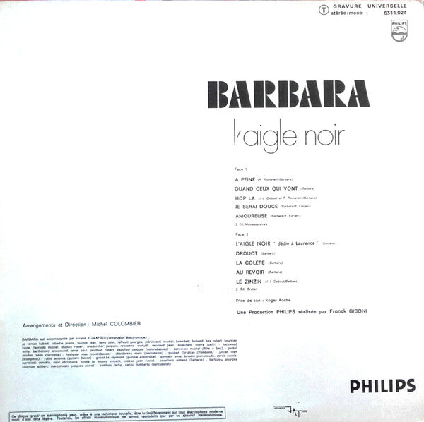 Barbara (5) : L'aigle Noir (LP, Album)