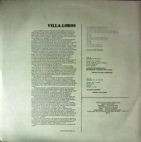 Heitor Villa-Lobos : Concurso Internacional De Quarteto De Cordas (LP, Album)