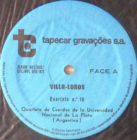 Heitor Villa-Lobos : Concurso Internacional De Quarteto De Cordas (LP, Album)