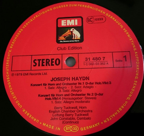 Joseph Haydn & Michael Haydn / Barry Tuckwell, English Chamber Orchestra : Hornkonzerte (LP, Club)