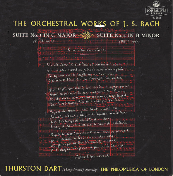 Johann Sebastian Bach, Thurston Dart, Philomusica Of London : The Orchestral Works Of J.S. Bach: Suite No. 1 In C Major (BWV 1066) / Suite No. 2 In B Minor (BWV 1067) (LP, Mono)