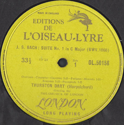 Johann Sebastian Bach, Thurston Dart, Philomusica Of London : The Orchestral Works Of J.S. Bach: Suite No. 1 In C Major (BWV 1066) / Suite No. 2 In B Minor (BWV 1067) (LP, Mono)