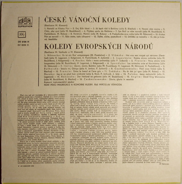 Noví Pěvci Madrigalů A Komorní Hudby, Miroslav Venhoda : České Vánoční Koledy / Koledy Evropských Národů (LP, Album)
