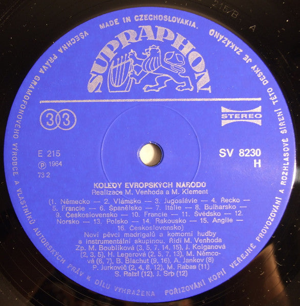 Noví Pěvci Madrigalů A Komorní Hudby, Miroslav Venhoda : České Vánoční Koledy / Koledy Evropských Národů (LP, Album)