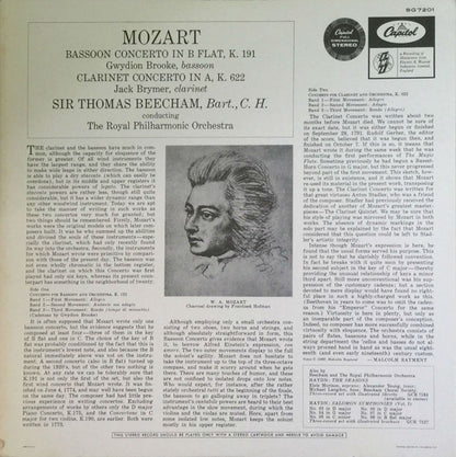 Wolfgang Amadeus Mozart, Sir Thomas Beecham Conducting Royal Philharmonic Orchestra Bassoon Gwydion Brooke Clarinet Jack Brymer : Concerto In B Flat Major / Concerto In A Major (LP, Album)