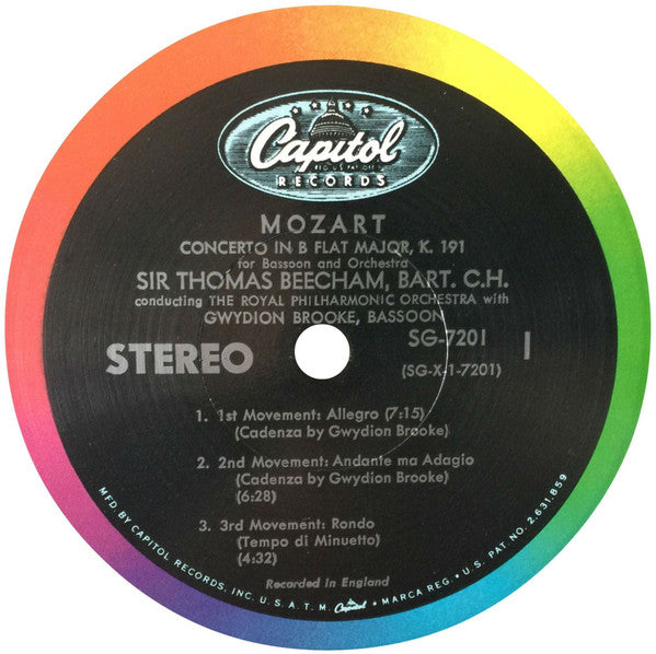 Wolfgang Amadeus Mozart, Sir Thomas Beecham Conducting Royal Philharmonic Orchestra Bassoon Gwydion Brooke Clarinet Jack Brymer : Concerto In B Flat Major / Concerto In A Major (LP, Album)