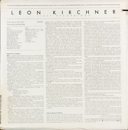 Leon Kirchner : Lily / String Quartet No. 2 (LP, Album, Quad)